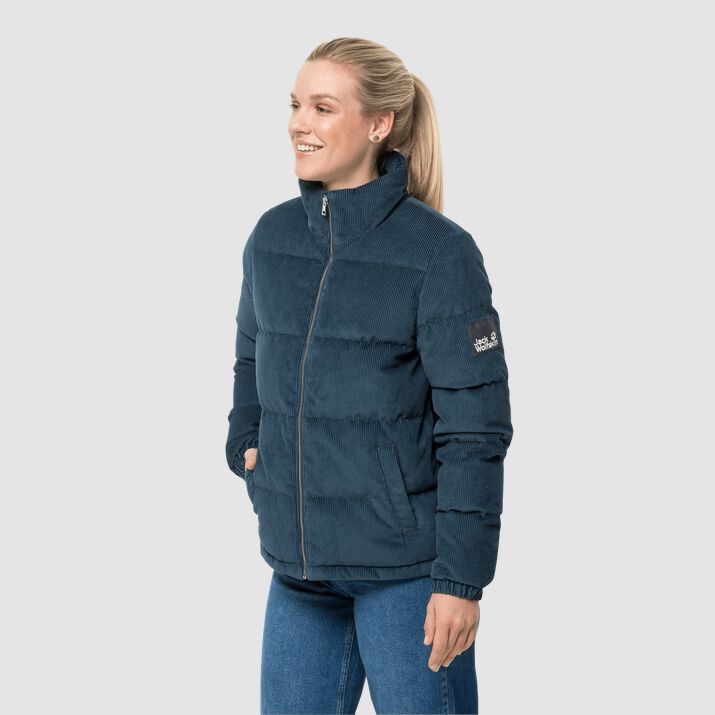 Jack Wolfskin Womens Nature Corduroy Down Jacket Dark Blue Grey 213568EKS